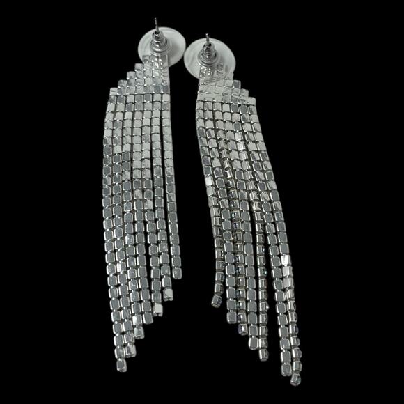 Sparkling Boutique Fringe Earrings Made with Swarovski Crystals – 3” Drop - Picture 6 of 6